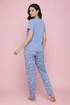 Zivame Farm Lore Knit Cotton Pyjama Set - Chambray Blue — thumbnail 2